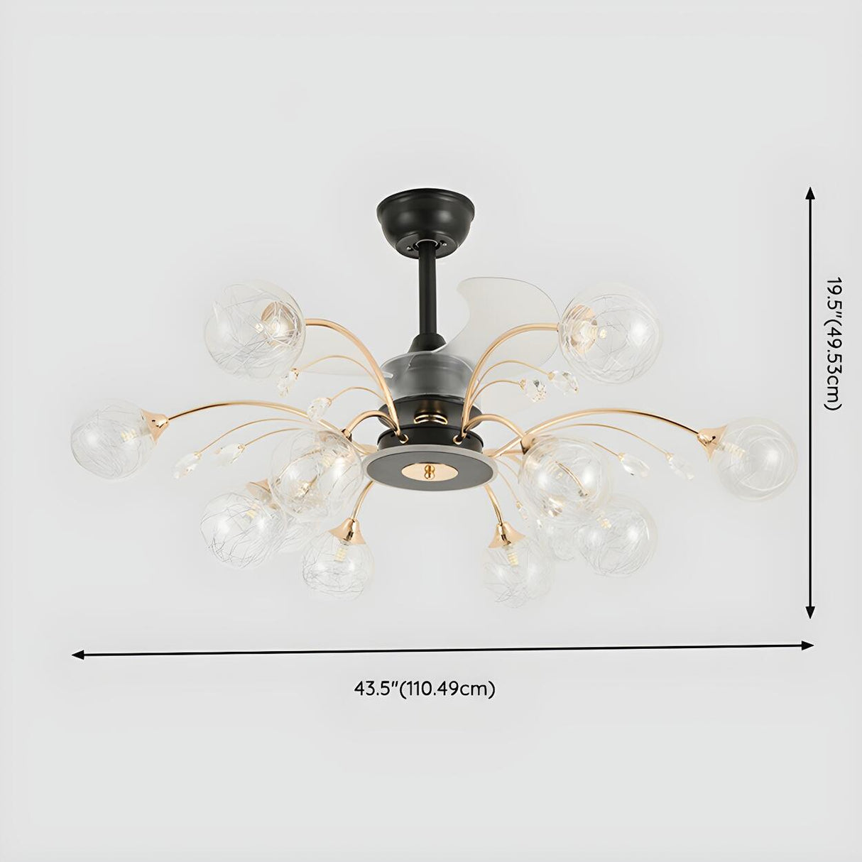 Modern Ball-Shade Chandelier Fan with Multi-Light Image - 19