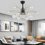 Modern Ball-Shade Chandelier Fan with Multi-Light Image - 3