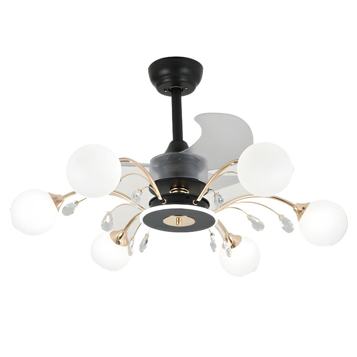 Modern Ball-Shade Chandelier Fan with Multi-Light Image - 6