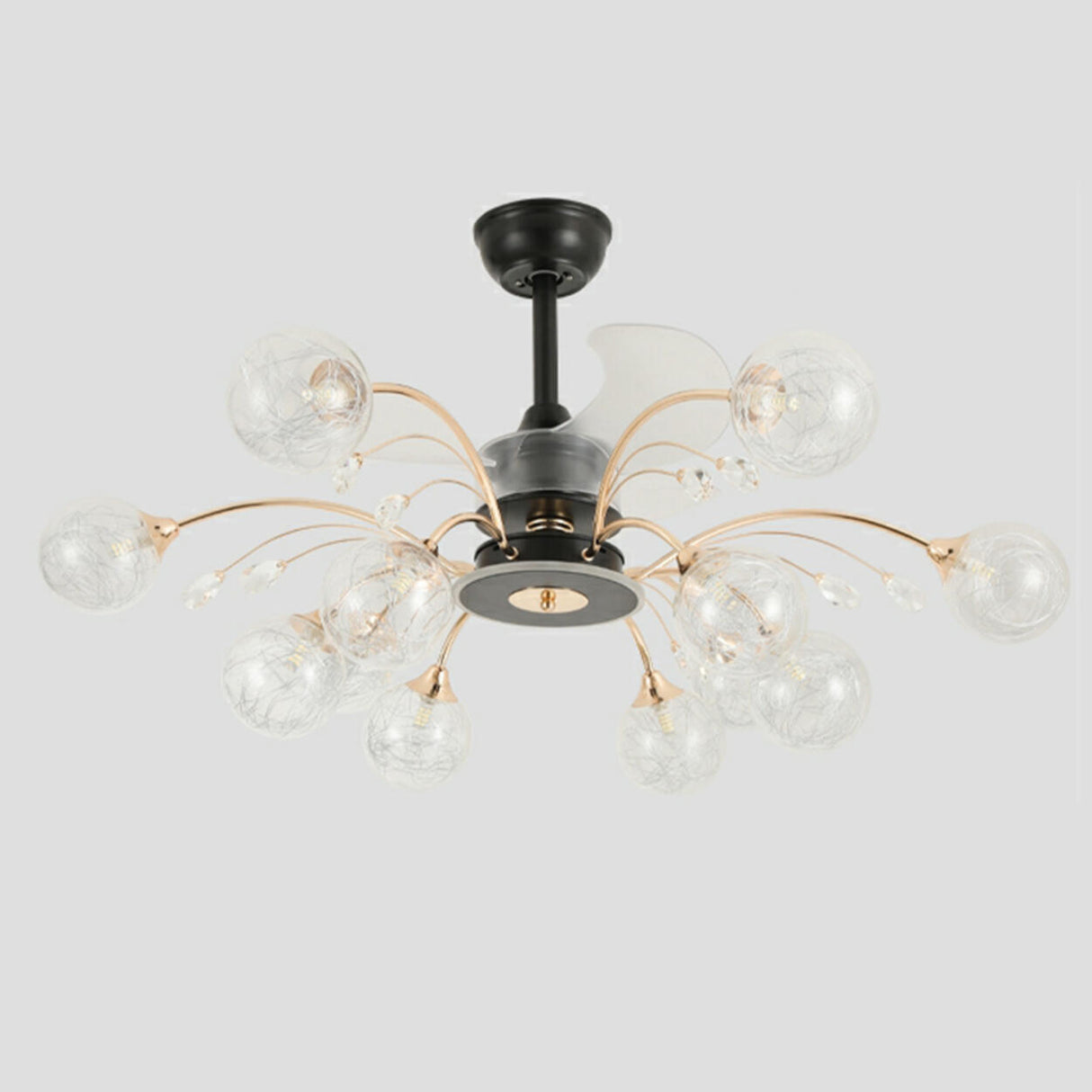 Modern Ball-Shade Chandelier Fan with Multi-Light Image - 7