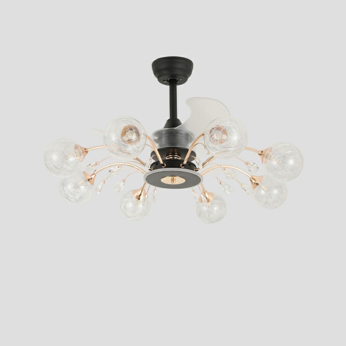 Modern Ball-Shade Chandelier Fan with Multi-Light Image - 8