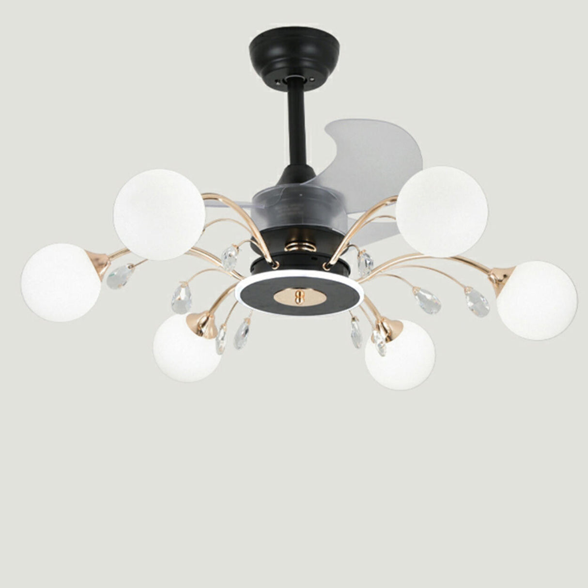 Modern Ball-Shade Chandelier Fan with Multi-Light Image - 9