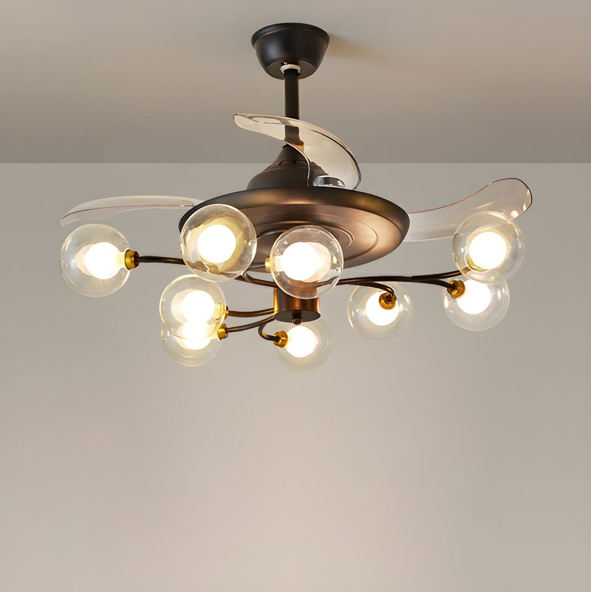 Modern Ball Shades Sputnik Chandelier Fan with Lights Image - 10