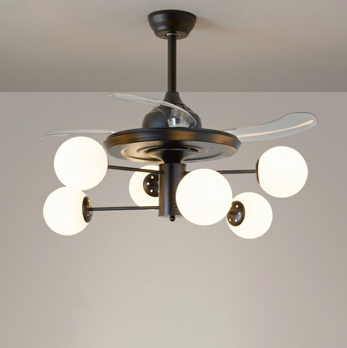 Modern Ball Shades Sputnik Chandelier Fan with Lights Image - 2