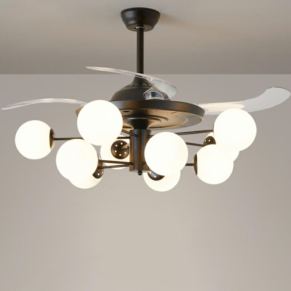 Modern Ball Shades Sputnik Chandelier Fan with Lights Image - 8