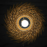 Modern Bamboo Wood Drum Pendant Light Adjustable Height Image - 13