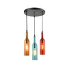 Modern Bar Colorful Glass Bottle Round Linear Pendant Light Image - 3