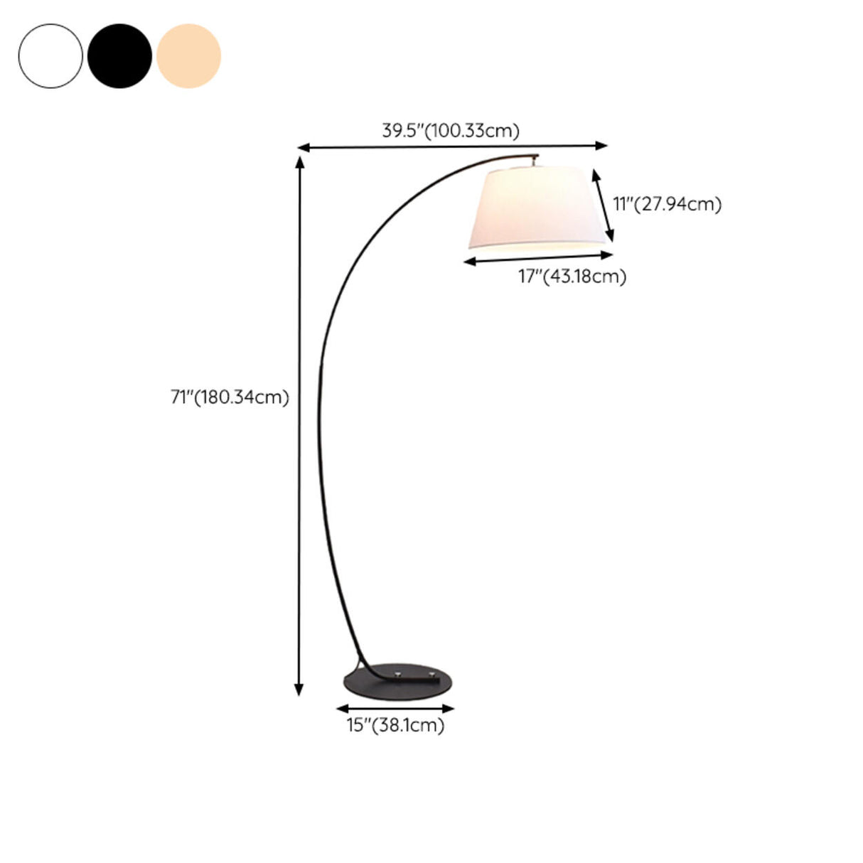 Modern Barrel Black Metal Arced LED Floor Light 