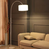 Modern Barrel Metal Arced Adjustable Floor Lamp Image - 1