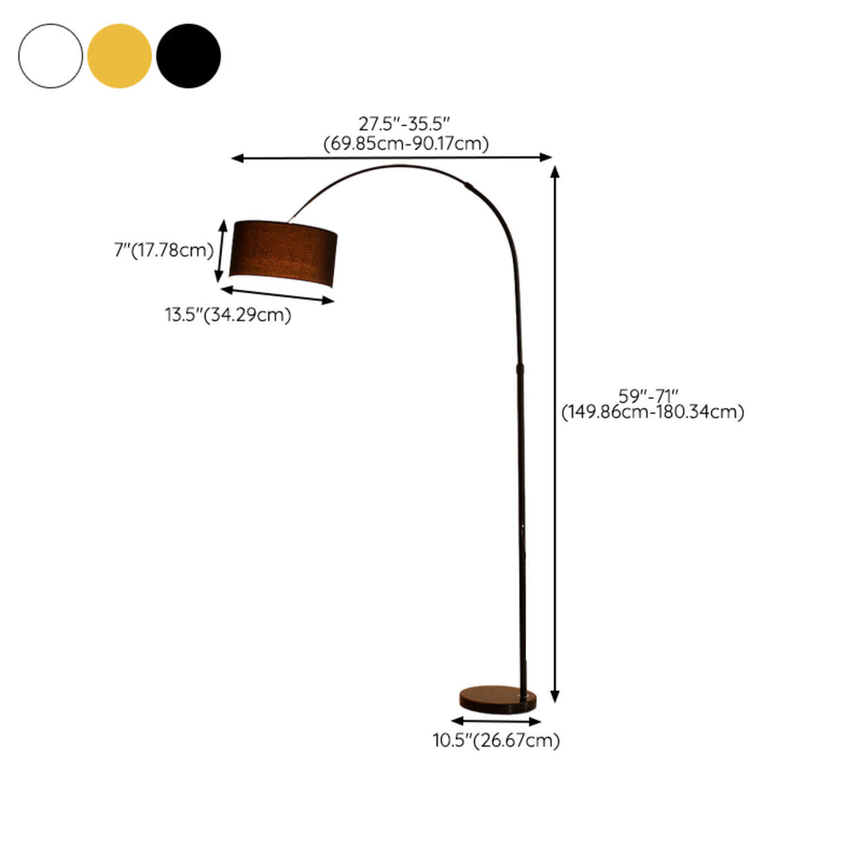 Modern Barrel Metal Arced Adjustable Floor Lamp 