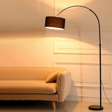 Modern Barrel Metal Arced Adjustable Floor Lamp Image - 8