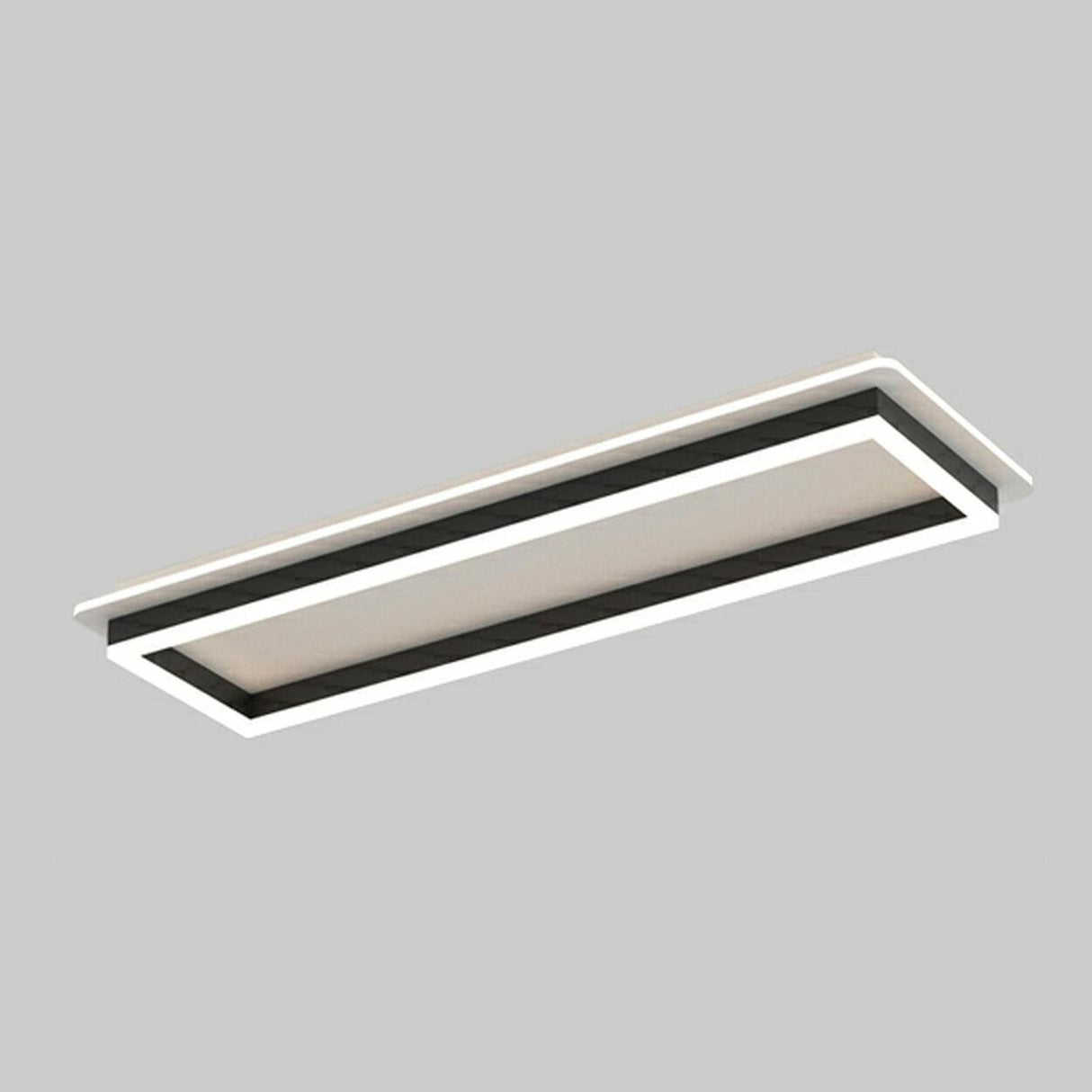 Modern Bathroom Black Rectangular Flush Mount Light Image - 5