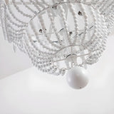 Bohemian White Beaded 2 Tiers Solid Wood Chandelier Image - 7