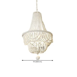 Bohemian White Beaded 2 Tiers Solid Wood Chandelier #size