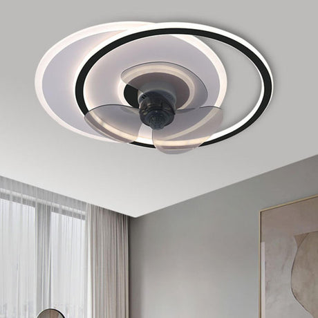 Modern Bedroom 3 Blades Round LED Ceiling Fan Light Image - 2