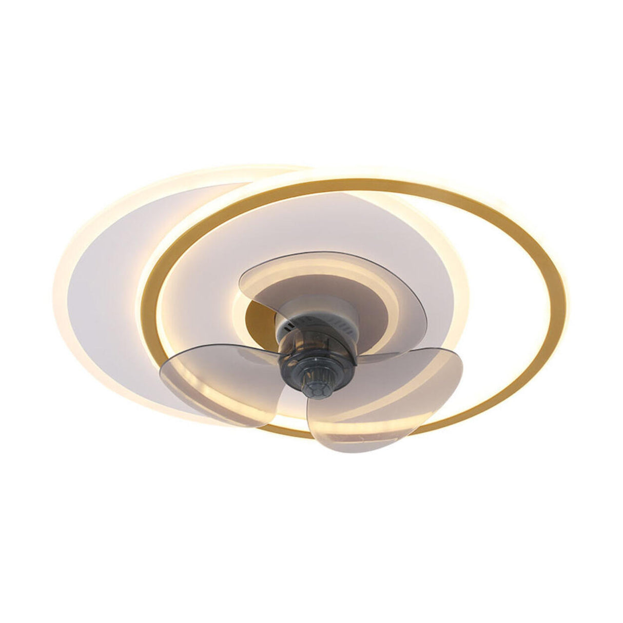 Modern Bedroom 3 Blades Round LED Ceiling Fan Light Image - 5