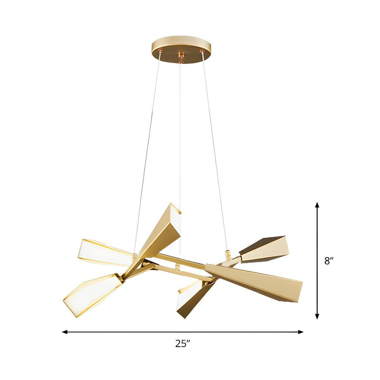 Modern Bedroom Angular Gold Metal Rectilinear Chandelier Image - 10