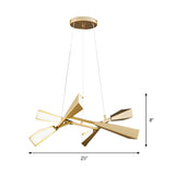 Modern Bedroom Angular Gold Metal Rectilinear Chandelier Image - 10