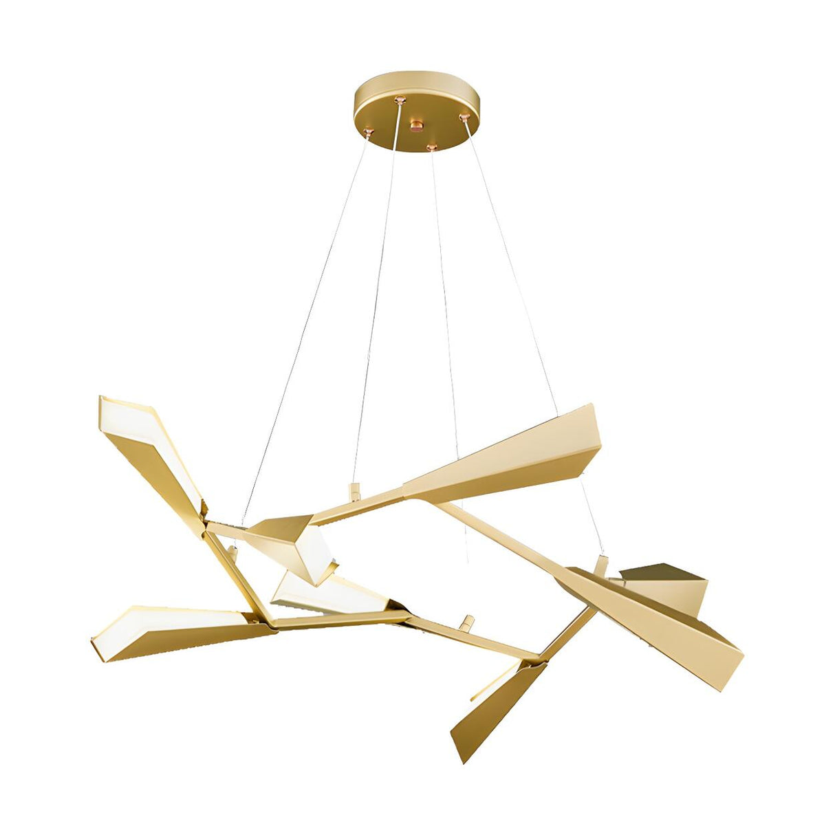 Modern Bedroom Angular Gold Metal Rectilinear Chandelier Image - 7