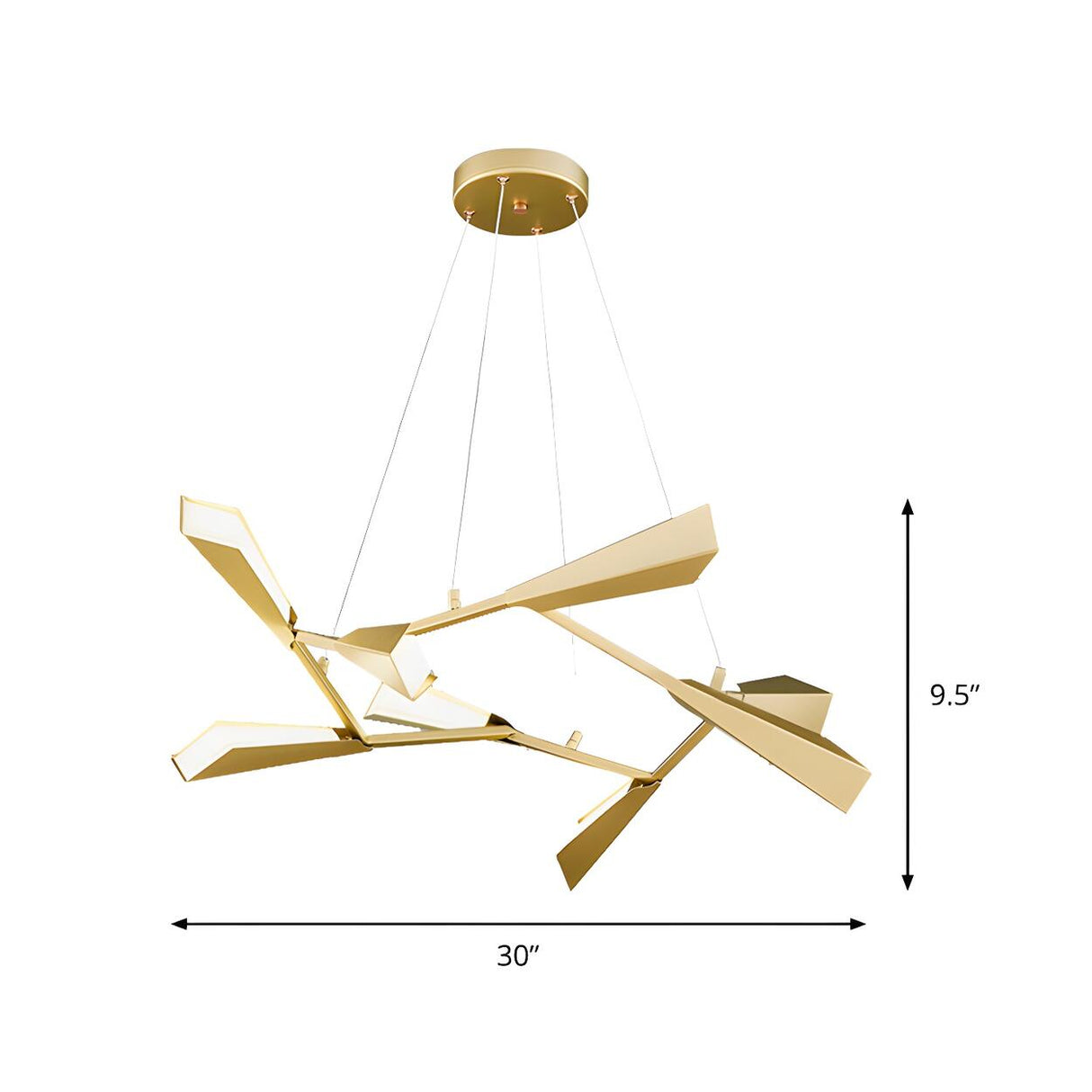 Modern Bedroom Angular Gold Metal Rectilinear Chandelier 