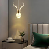 Modern Bedroom Antler Clear Crystal Pendant Light Image - 2