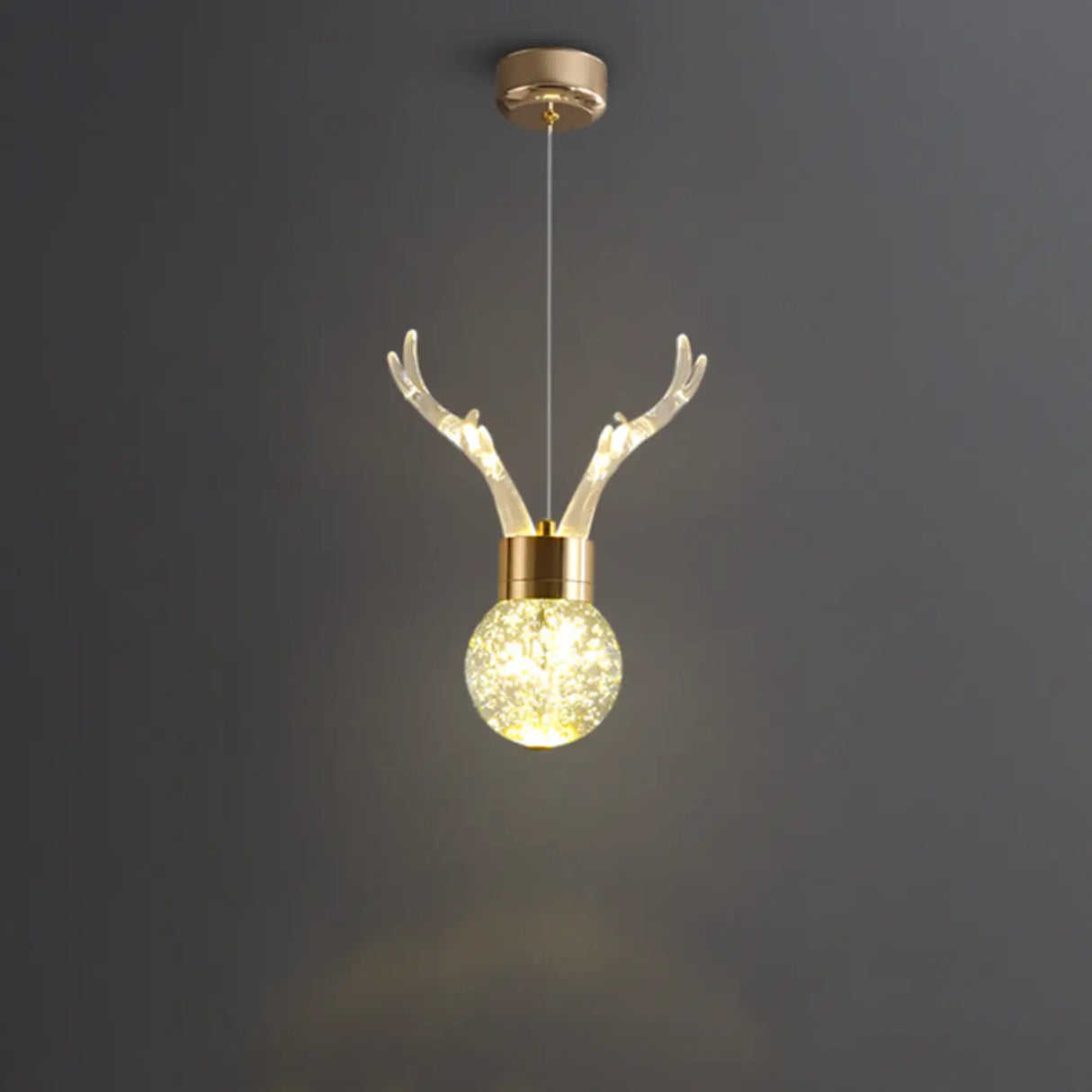 Modern Bedroom Antler Clear Crystal Pendant Light Image - 3