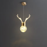 Modern Bedroom Antler Clear Crystal Pendant Light Image - 3