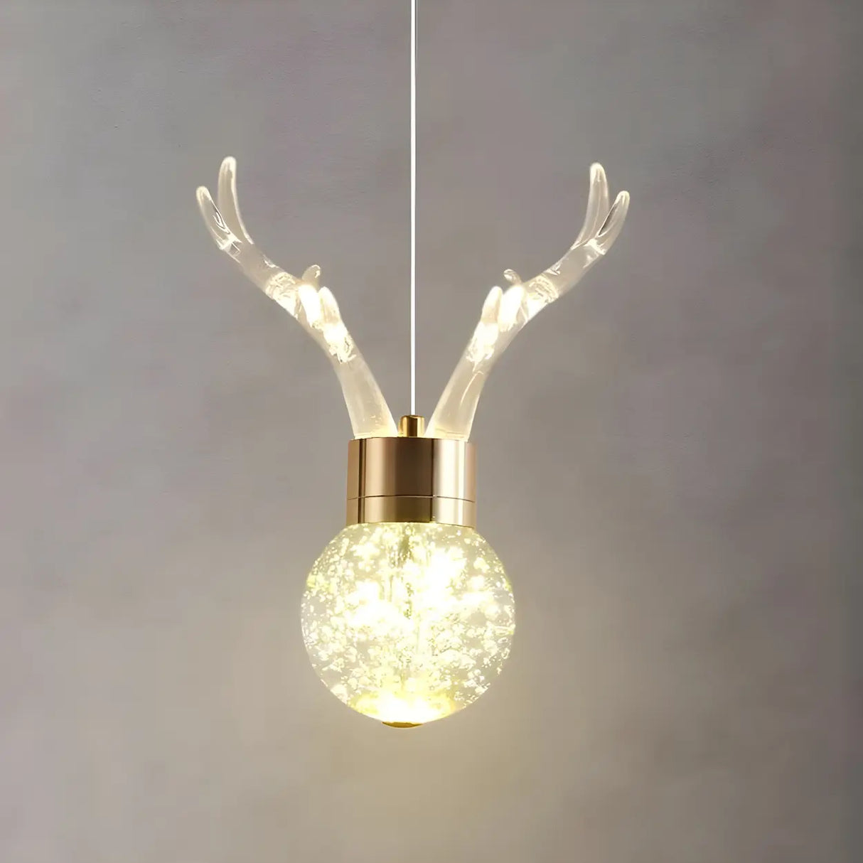 Modern Bedroom Antler Clear Crystal Pendant Light Image - 6