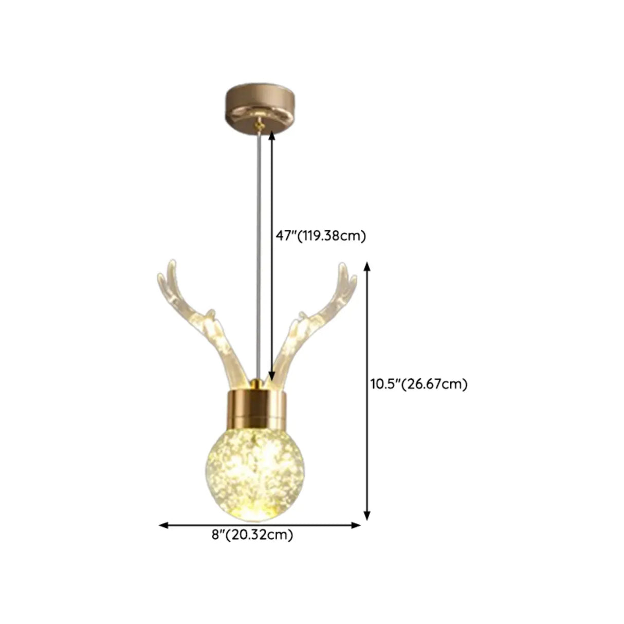 Modern Bedroom Antler Clear Crystal Pendant Light 