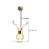 Modern Bedroom Antler Clear Crystal Pendant Light #size