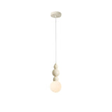 Modern Bedroom Beaded Cream Globe Pendant Light Image - 2