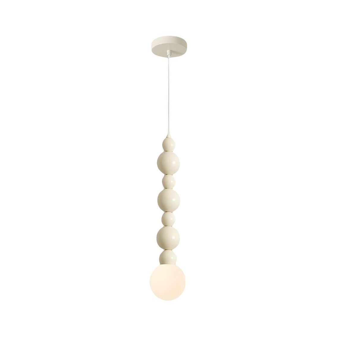 Modern Bedroom Beaded Cream Globe Pendant Light Image - 3