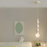 Modern Bedroom Beaded Cream Globe Pendant Light Image - 6