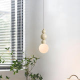 Modern Bedroom Beaded Cream Globe Pendant Light Image - 8