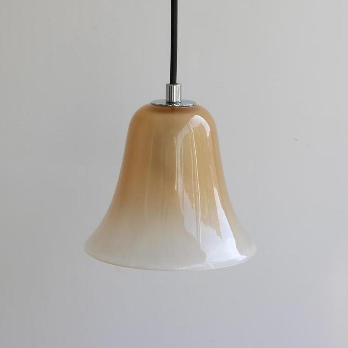 Modern Bedroom Bell Coffee White Glass Pendant Light Image - 3