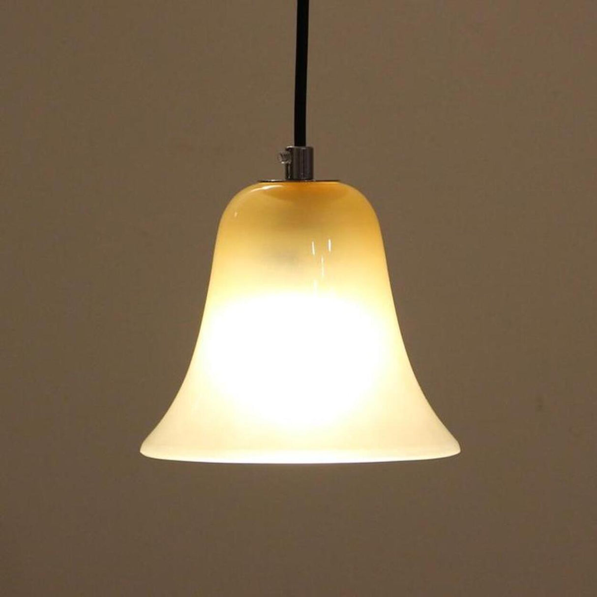 Modern Bedroom Bell Coffee White Glass Pendant Light Image - 4