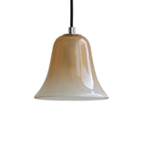 Modern Bedroom Bell Coffee White Glass Pendant Light Image - 5