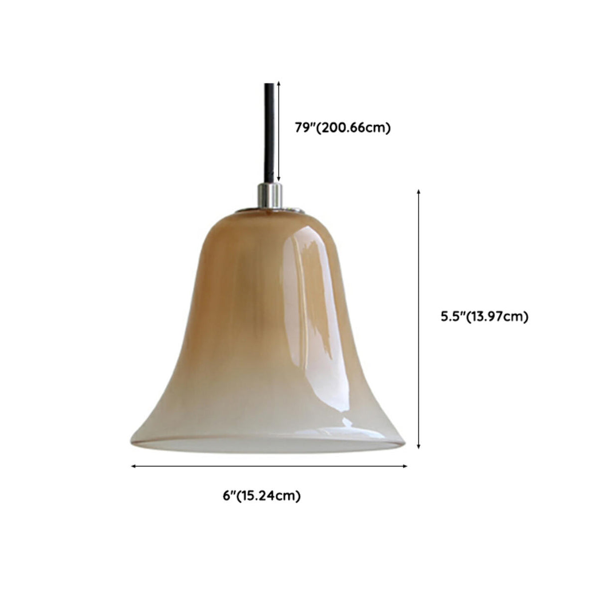 Modern Bedroom Bell Coffee White Glass Pendant Light 