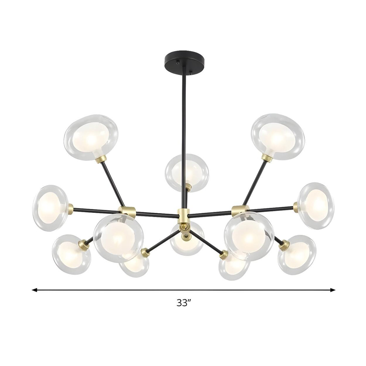 Modern Bedroom Black Branching Clear Glass Globe Chandelier Image - 17