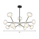 Modern Bedroom Black Branching Clear Glass Globe Chandelier Image - 17