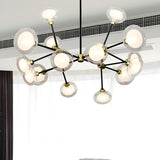 Modern Bedroom Black Branching Clear Glass Globe Chandelier Image - 2