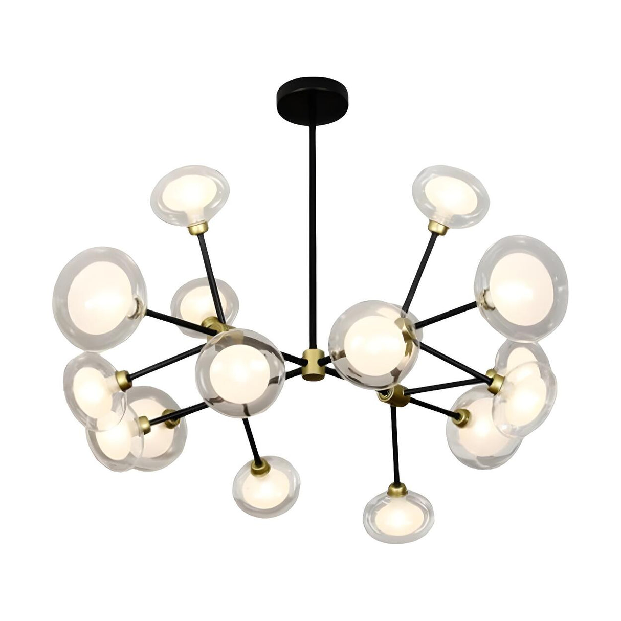 Modern Bedroom Black Branching Clear Glass Globe Chandelier Image - 4