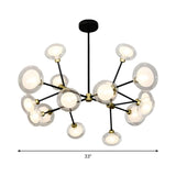 Modern Bedroom Black Branching Clear Glass Globe Chandelier Image - 5