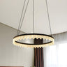 Modern Bedroom Black Crystal LED Circle Pendant Chandelier Image - 1