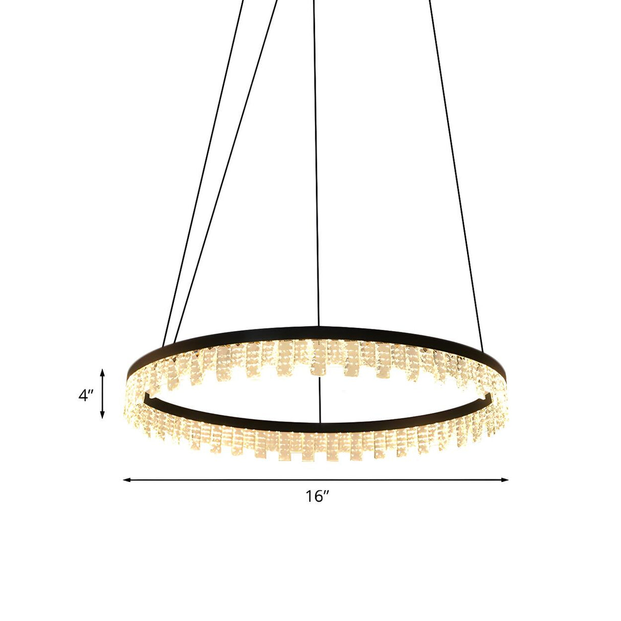 Modern Bedroom Black Crystal LED Circle Pendant Chandelier Image - 4