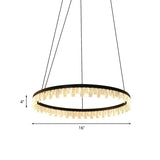 Modern Bedroom Black Crystal LED Circle Pendant Chandelier Image - 4