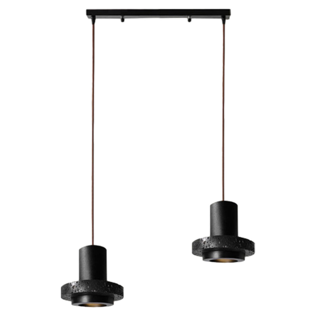 Modern Bedroom Black Cylinder Aluminum Stone Pendant Light Image - 10