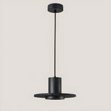 Modern Bedroom Black Cylinder Aluminum Stone Pendant Light Image - 11