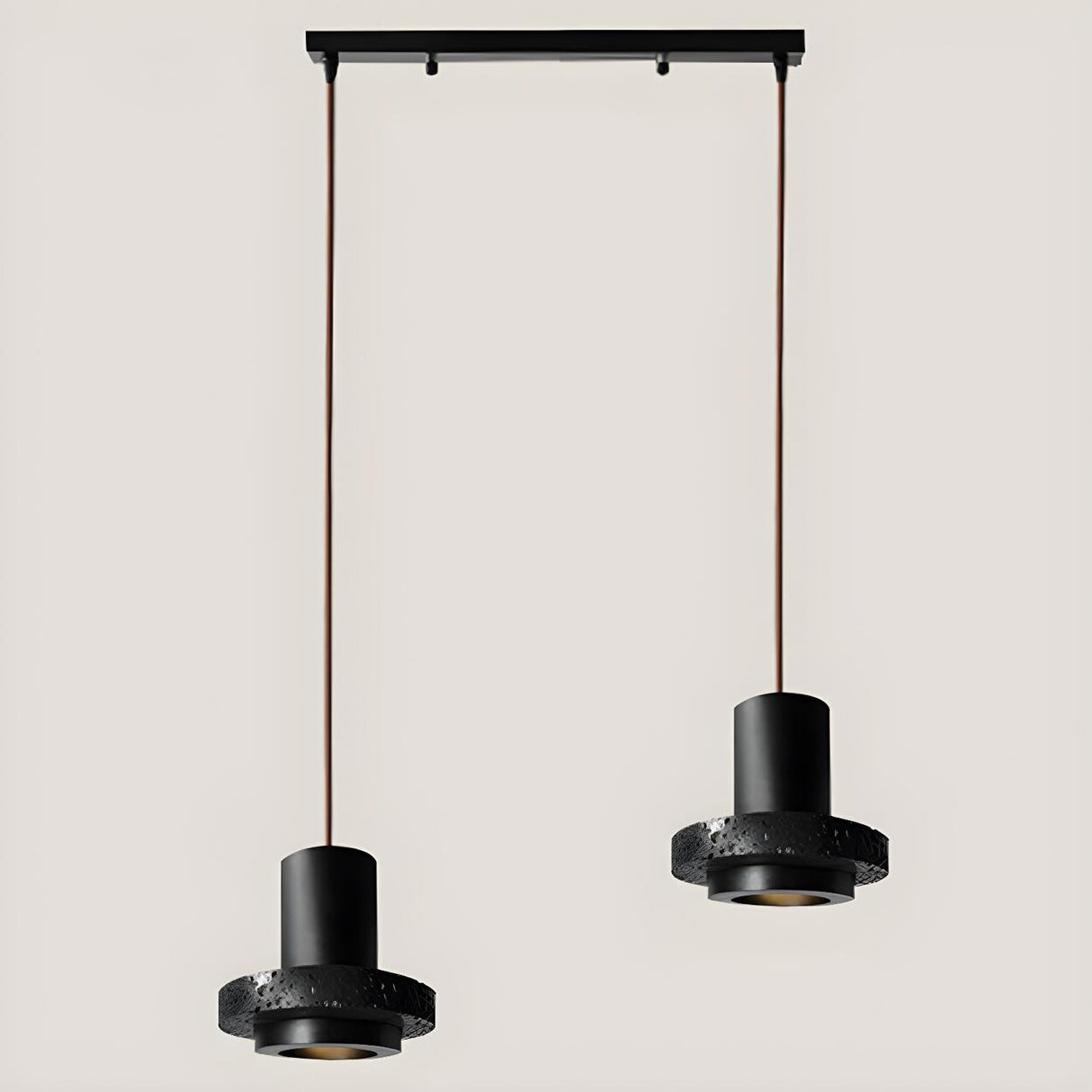 Modern Bedroom Black Cylinder Aluminum Stone Pendant Light Image - 13