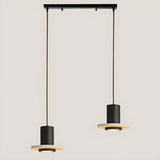 Modern Bedroom Black Cylinder Aluminum Stone Pendant Light Image - 5